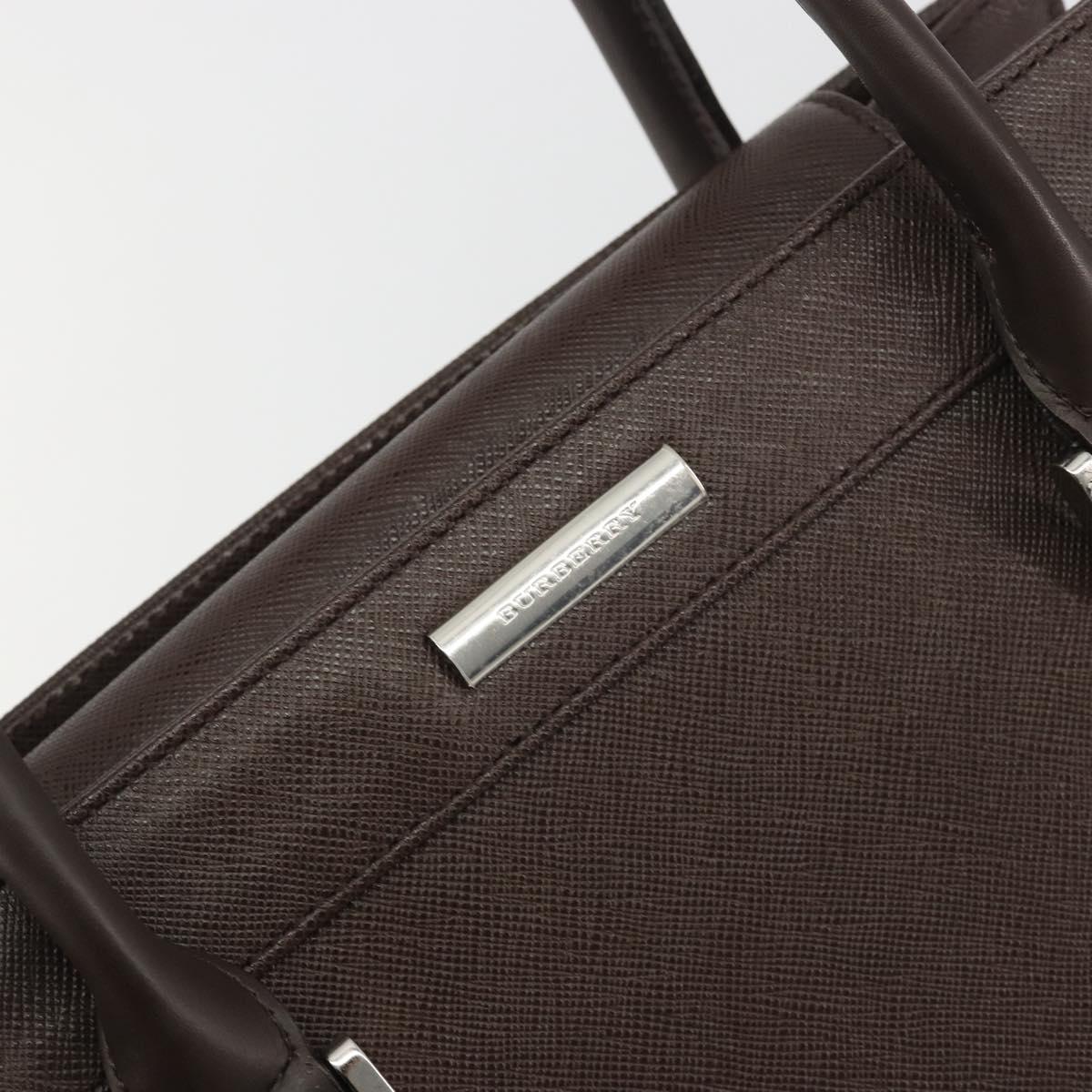 BURBERRY Hand Bag Leather Brown Silver Auth BA14870A