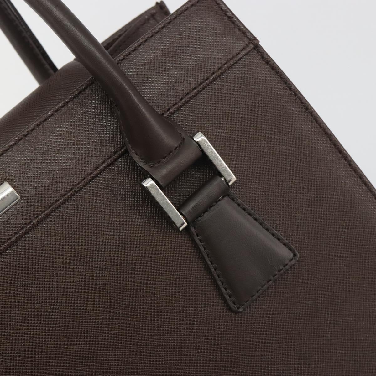BURBERRY Hand Bag Leather Brown Silver Auth BA14870A