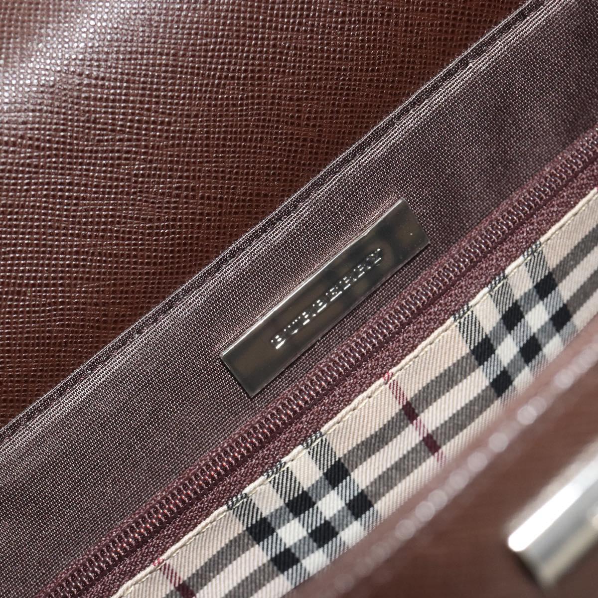 BURBERRY Hand Bag Leather Brown Silver Auth BA14870A