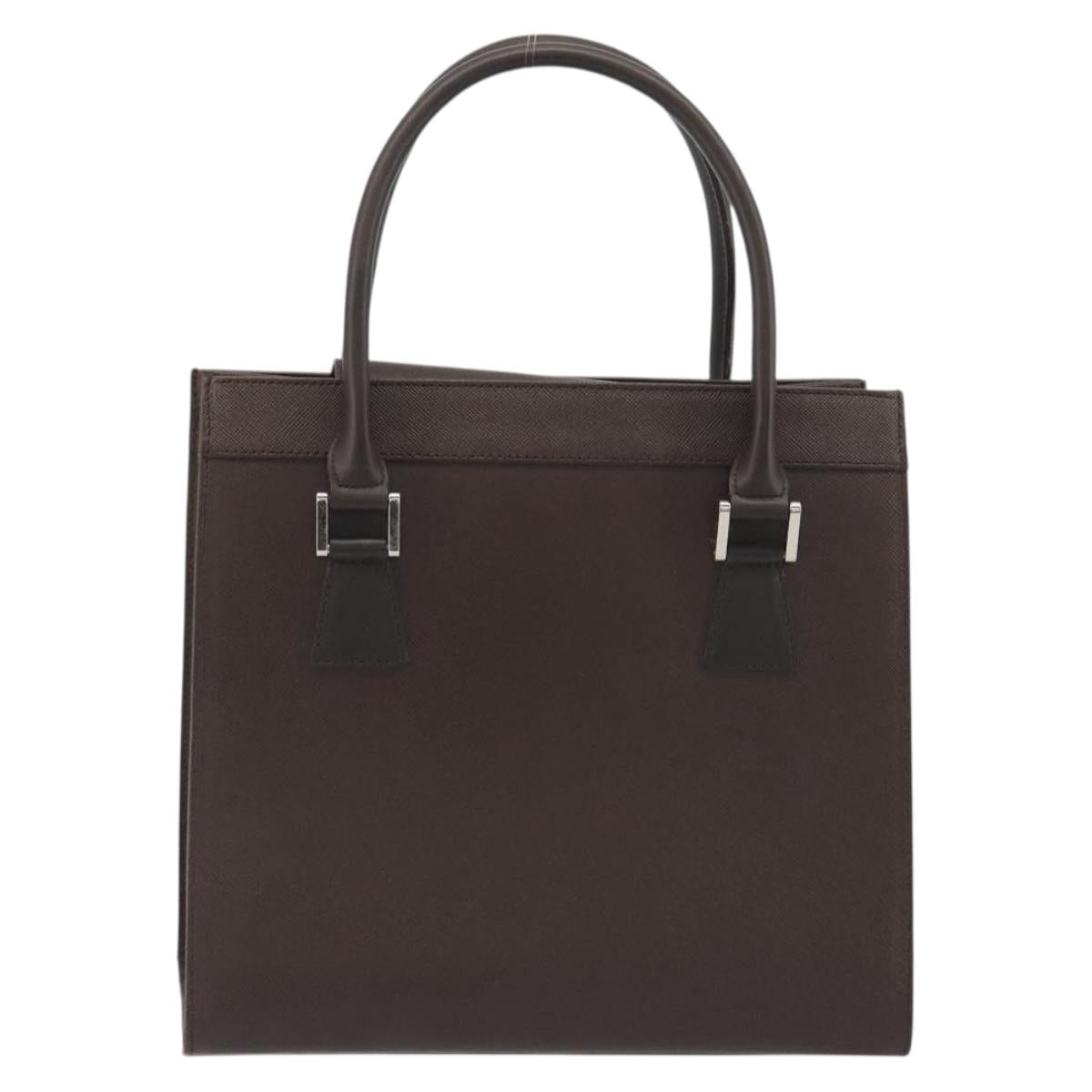 BURBERRY Hand Bag Leather Brown Silver Auth BA14870A