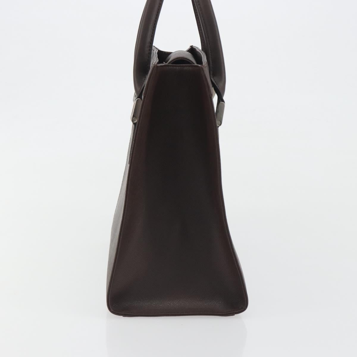 BURBERRY Hand Bag Leather Brown Silver Auth BA14870A