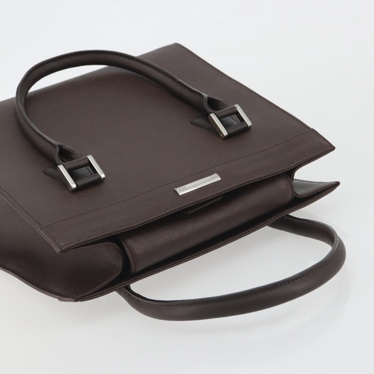 BURBERRY Hand Bag Leather Brown Silver Auth BA14870A