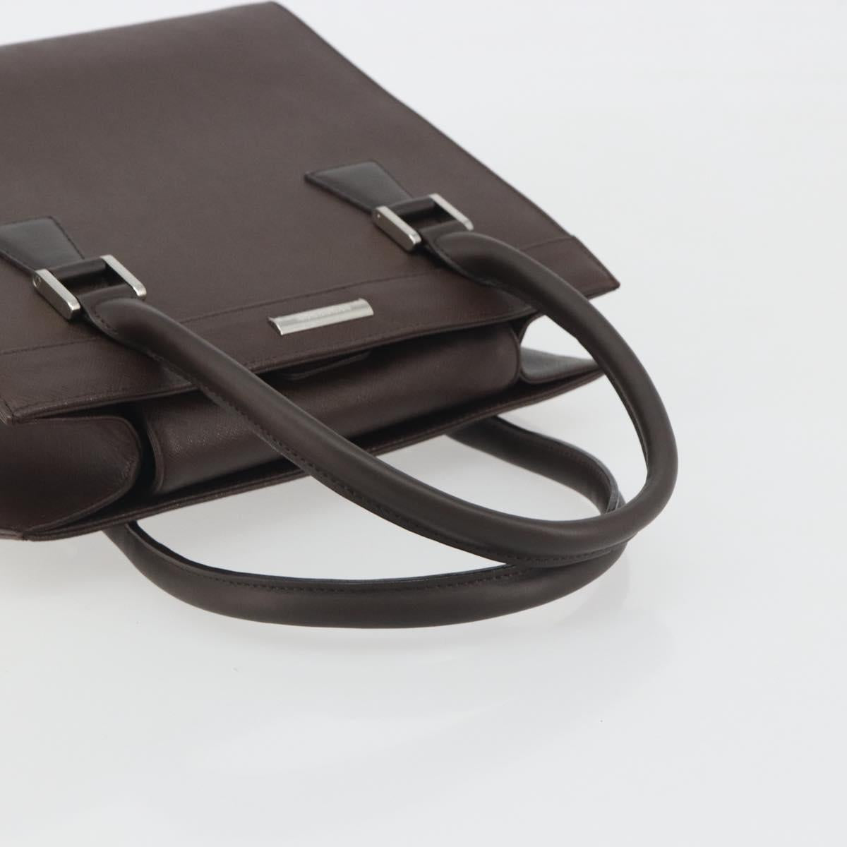 BURBERRY Hand Bag Leather Brown Silver Auth BA14870A