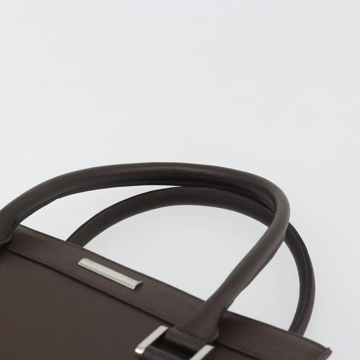 BURBERRY Hand Bag Leather Brown Silver Auth BA14870A