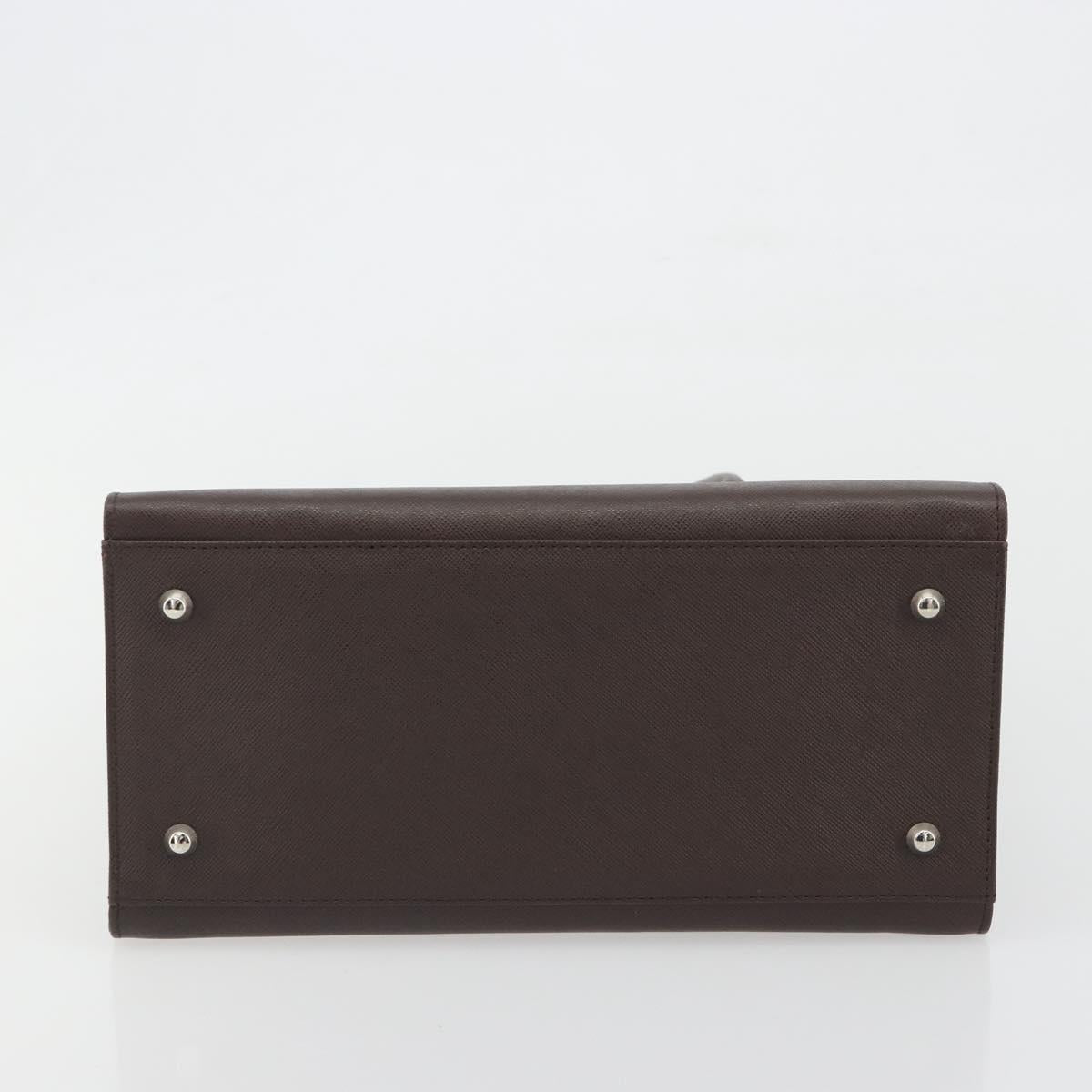 BURBERRY Hand Bag Leather Brown Silver Auth BA14870A