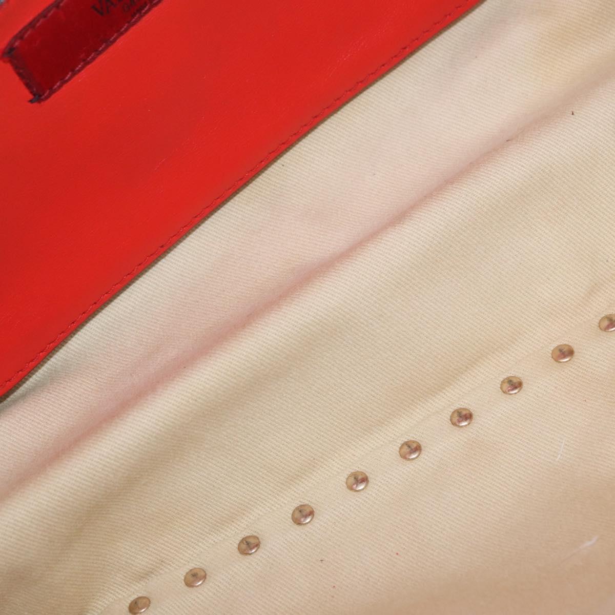 VALENTINO Studs Tote Bag Leather 2way Red Gold Tone Auth BA14871