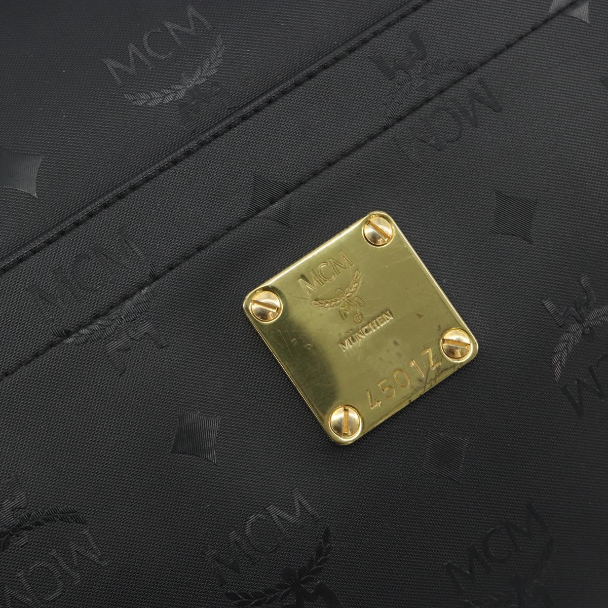 MCM Vicetos Tote Bag PVC Leather Black Gold Tone Auth BA14872