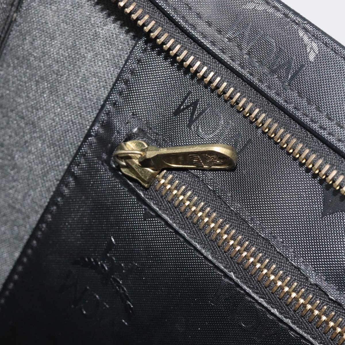 MCM Vicetos Tote Bag PVC Leather Black Gold Tone Auth BA14872
