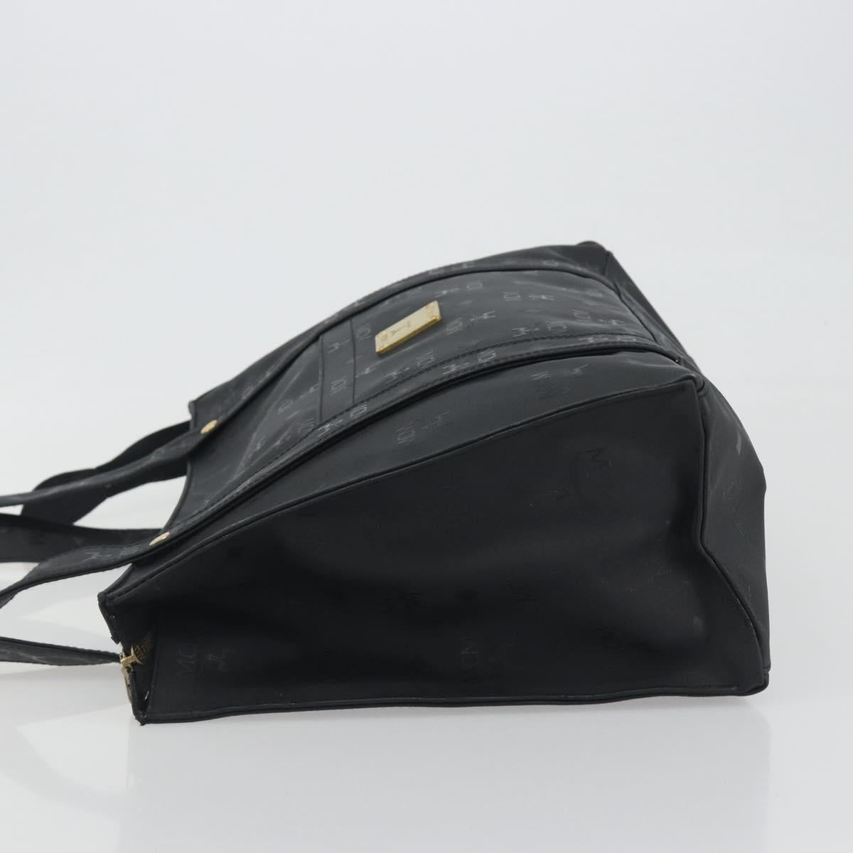 MCM Vicetos Tote Bag PVC Leather Black Gold Tone Auth BA14872