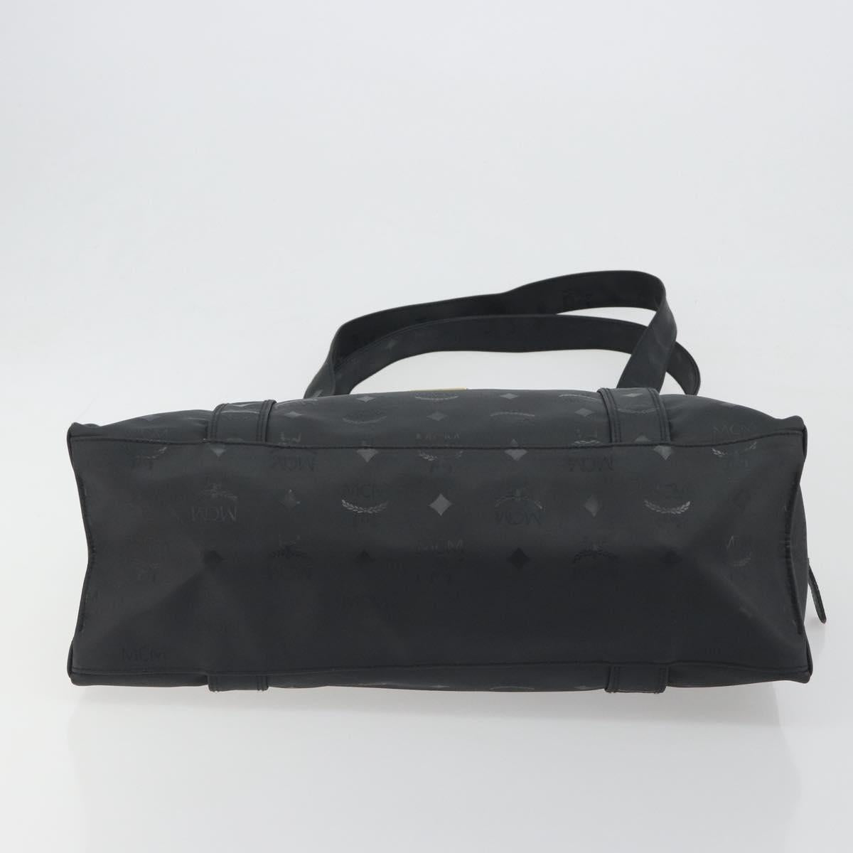 MCM Vicetos Tote Bag PVC Leather Black Gold Tone Auth BA14872