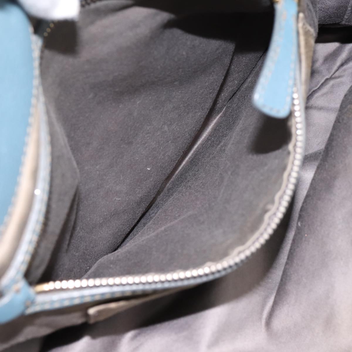 Miu Miu Tote Bag Leather 2way Blue Gold Tone Auth BA14873