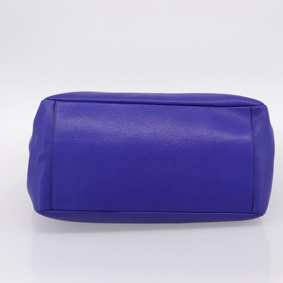 VERSACE Medusa Tote Bag Leather 2way Blue Gold Tone Auth BA14875V