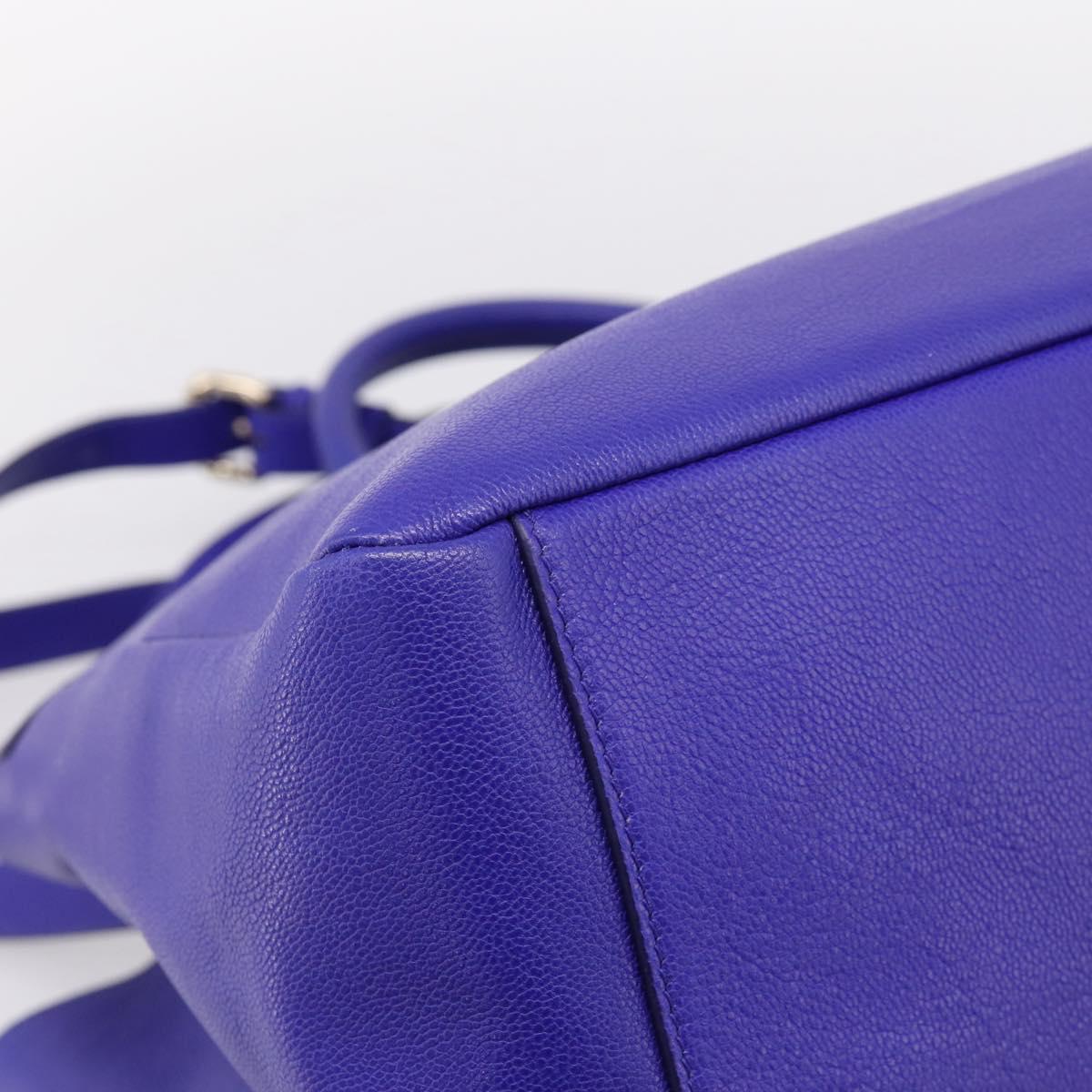 VERSACE Medusa Tote Bag Leather 2way Blue Gold Tone Auth BA14875V