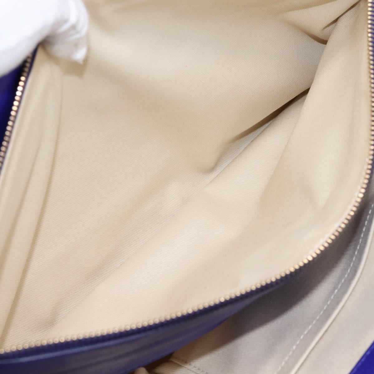 VERSACE Medusa Tote Bag Leather 2way Blue Gold Tone Auth BA14875V