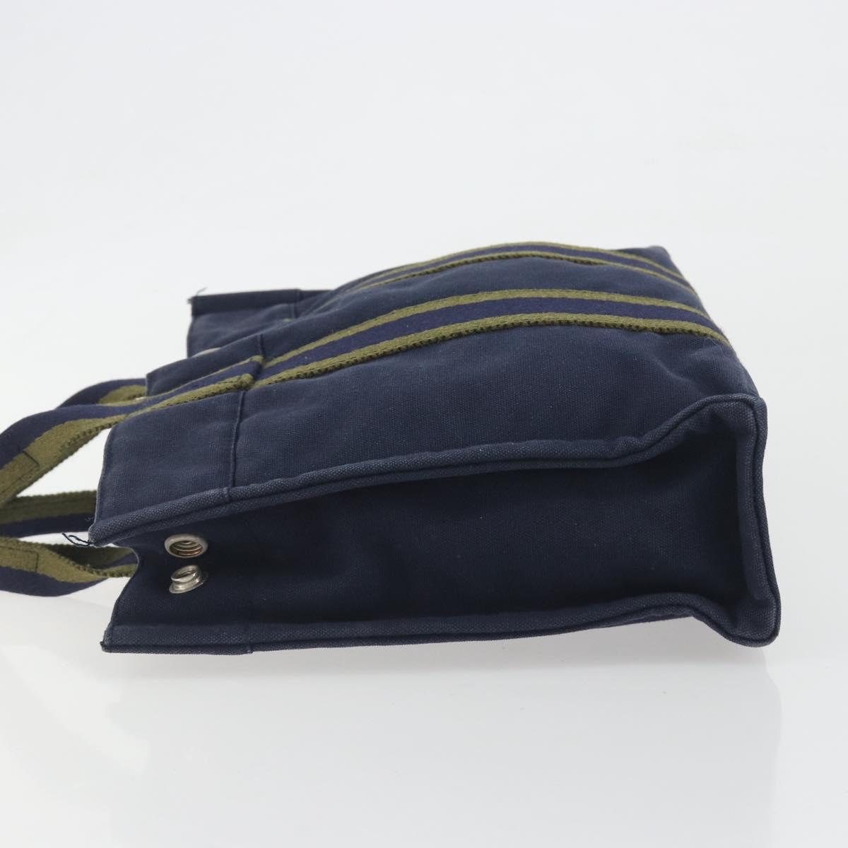 HERMES Fourre Tout PM Hand Bag Cotton Navy Silver Auth BA14878