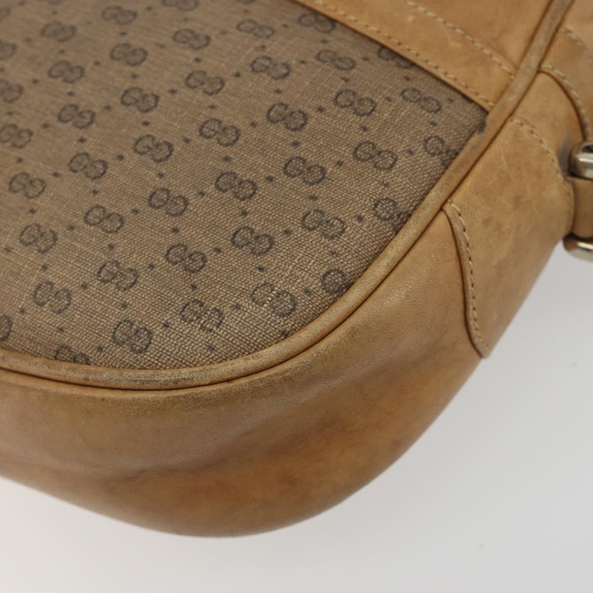 GUCCI Micro GG Shoulder Bag PVC Leather Beige Gold Tone 26 001 3628 Auth BA14880