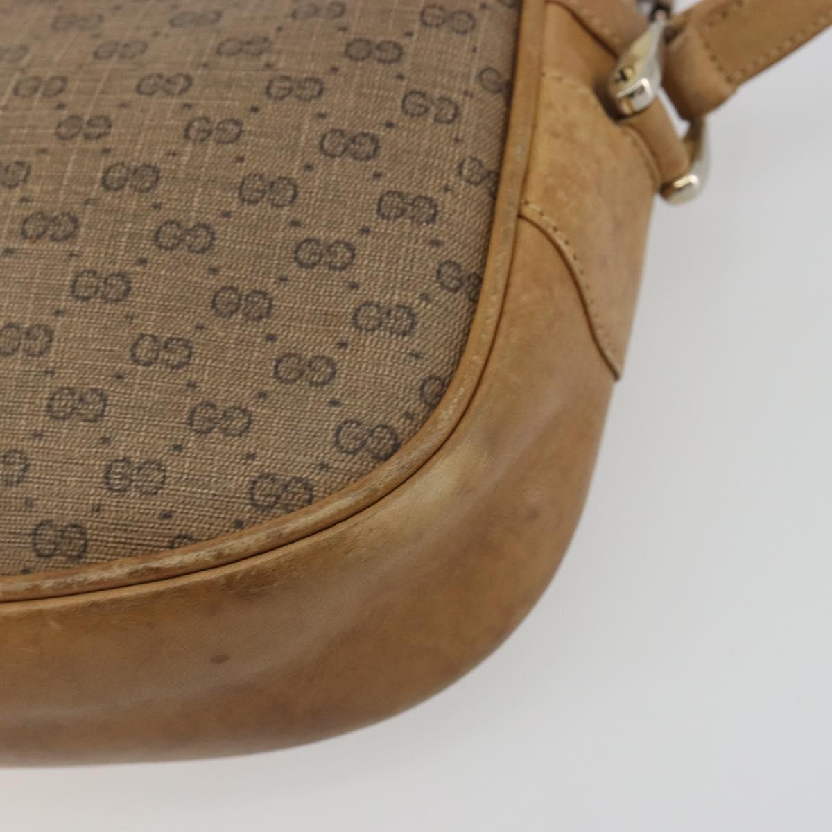 GUCCI Micro GG Shoulder Bag PVC Leather Beige Gold Tone 26 001 3628 Auth BA14880