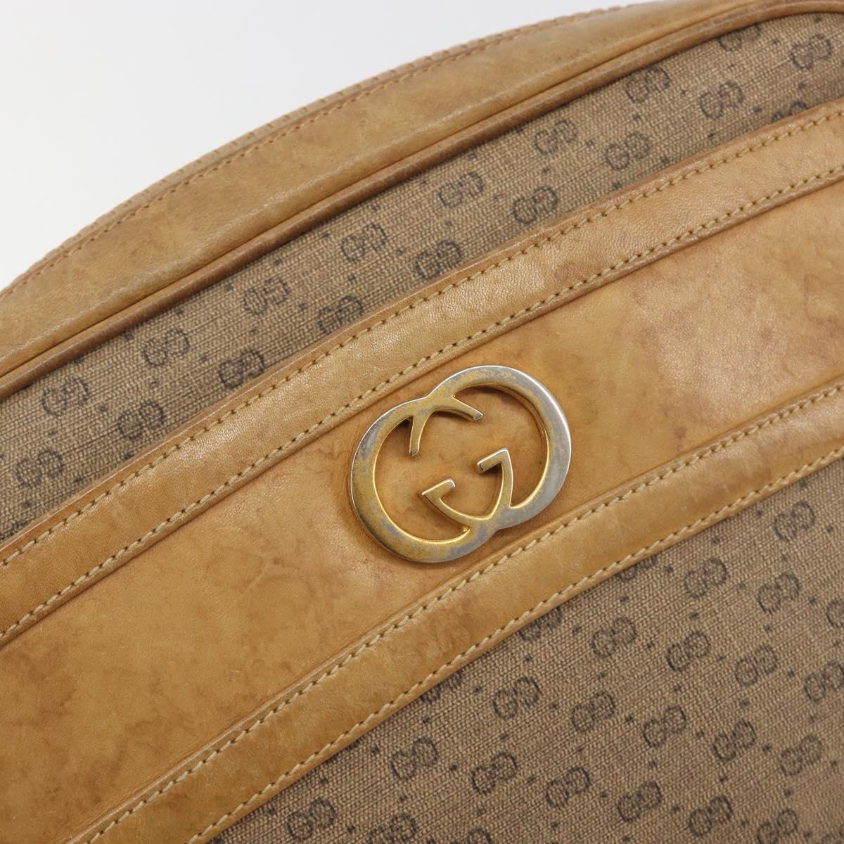 GUCCI Micro GG Shoulder Bag PVC Leather Beige Gold Tone 26 001 3628 Auth BA14880