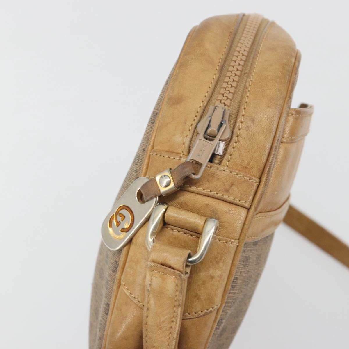 GUCCI Micro GG Shoulder Bag PVC Leather Beige Gold Tone 26 001 3628 Auth BA14880