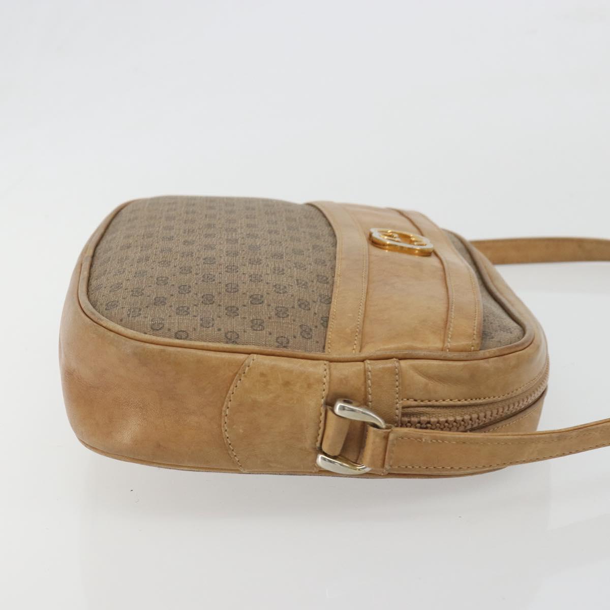 GUCCI Micro GG Shoulder Bag PVC Leather Beige Gold Tone 26 001 3628 Auth BA14880