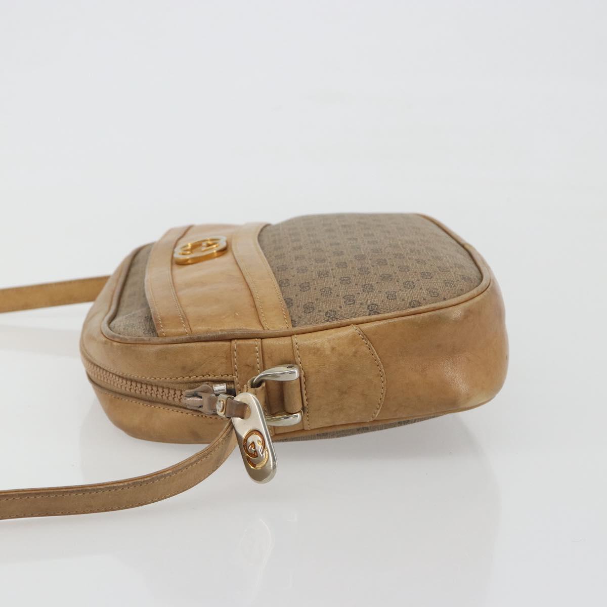 GUCCI Micro GG Shoulder Bag PVC Leather Beige Gold Tone 26 001 3628 Auth BA14880
