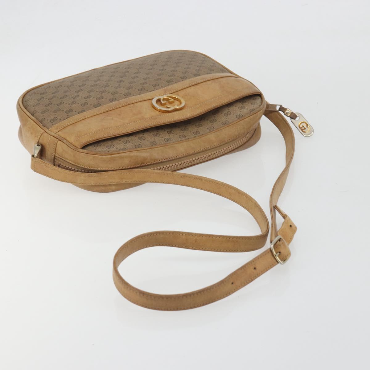 GUCCI Micro GG Shoulder Bag PVC Leather Beige Gold Tone 26 001 3628 Auth BA14880