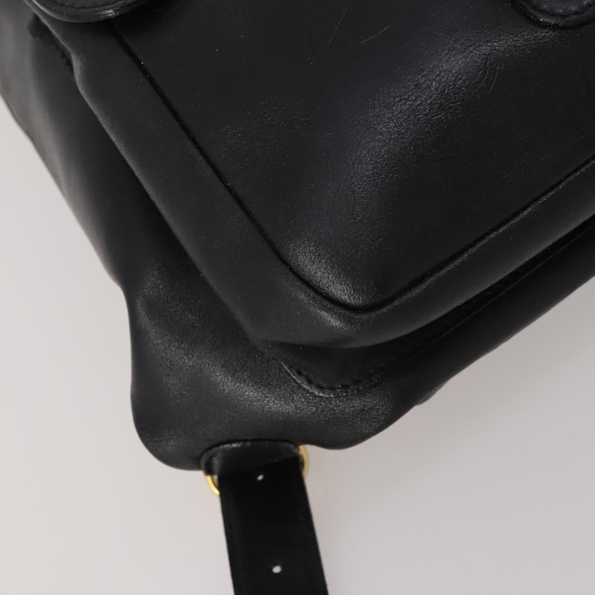 Gianni Versace Medusa Backpack Leather Black Gold Tone Auth BA14881