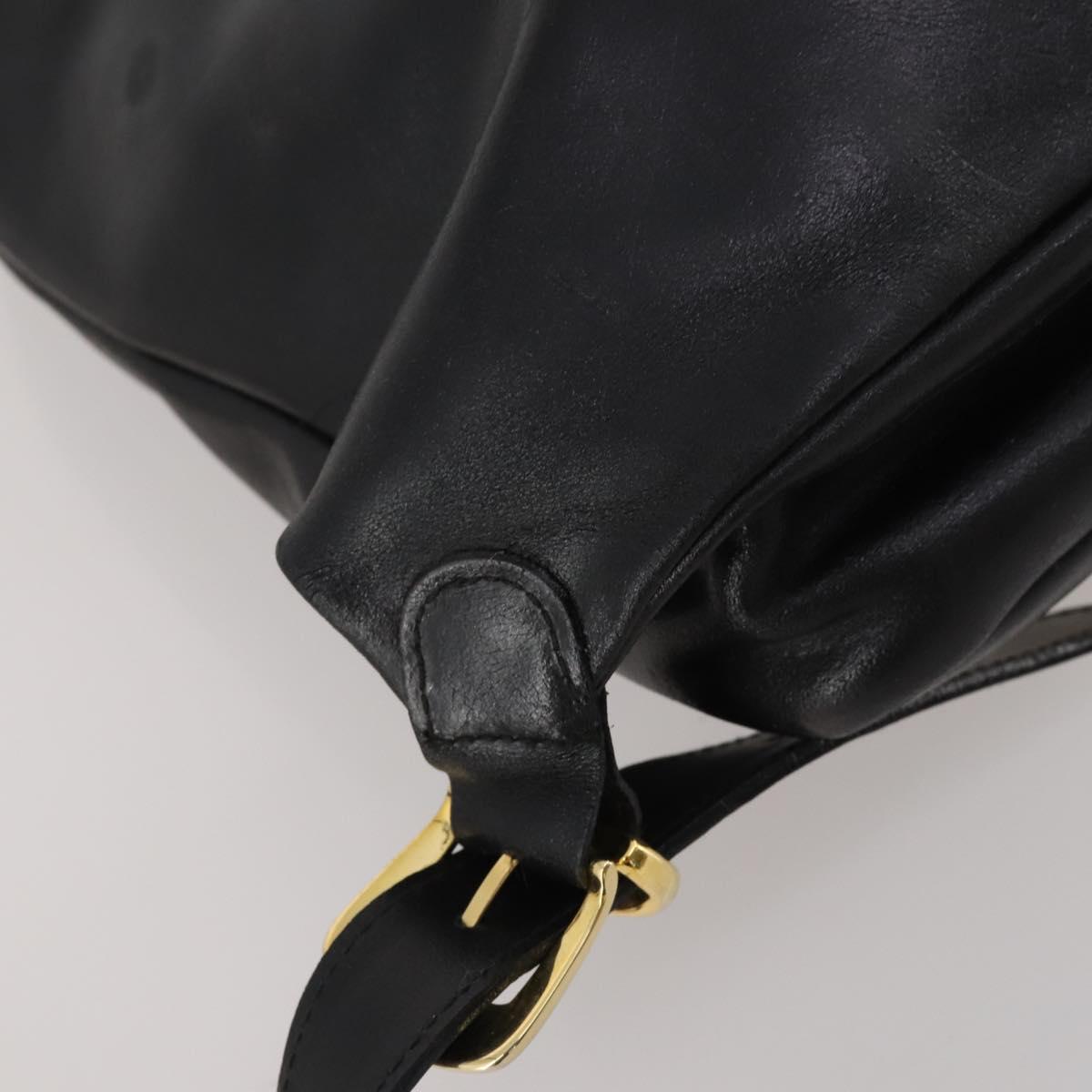Gianni Versace Medusa Backpack Leather Black Gold Tone Auth BA14881