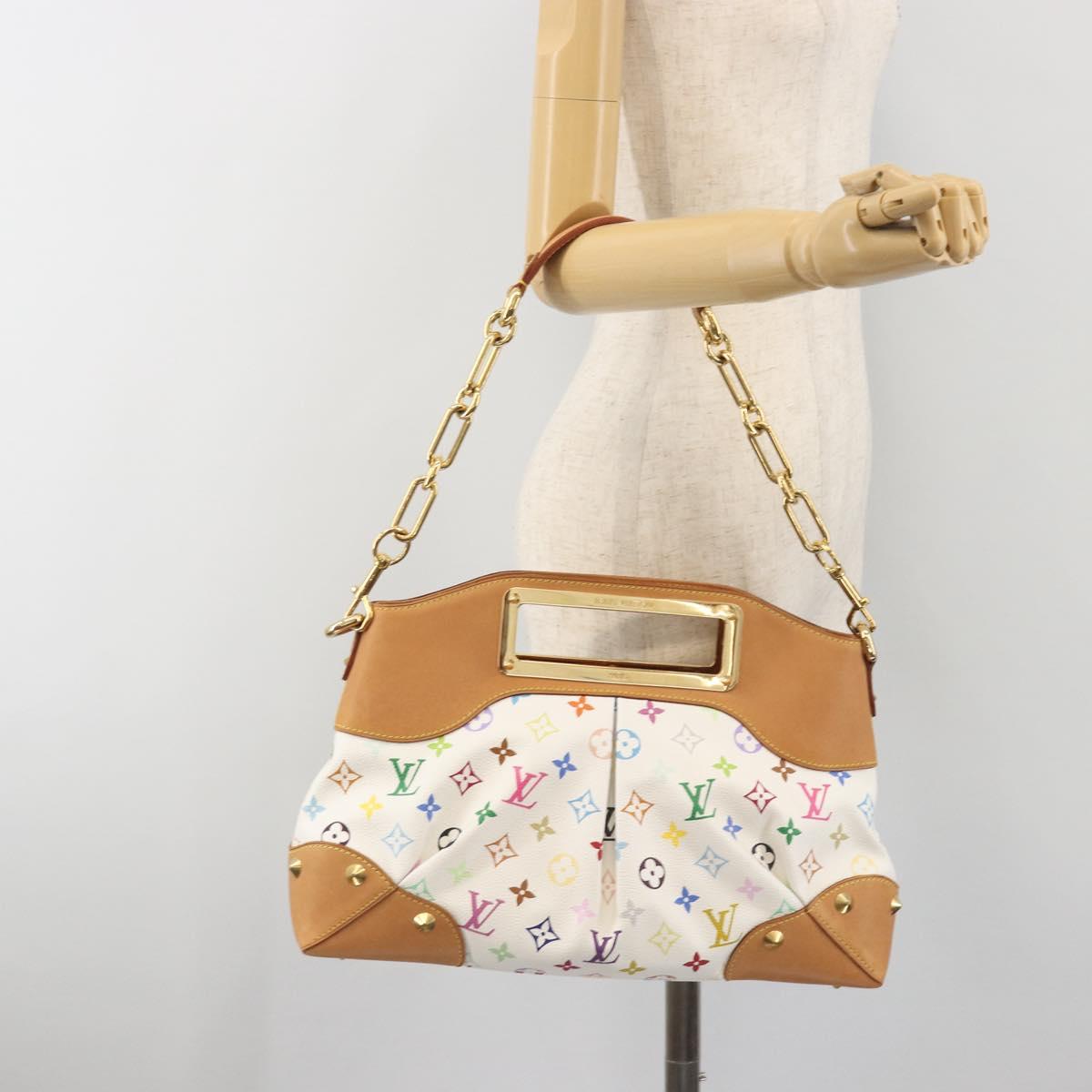 LOUIS VUITTON Monogram Multicolor Judy MM Hand Bag White M40255 LV Auth BA14883V