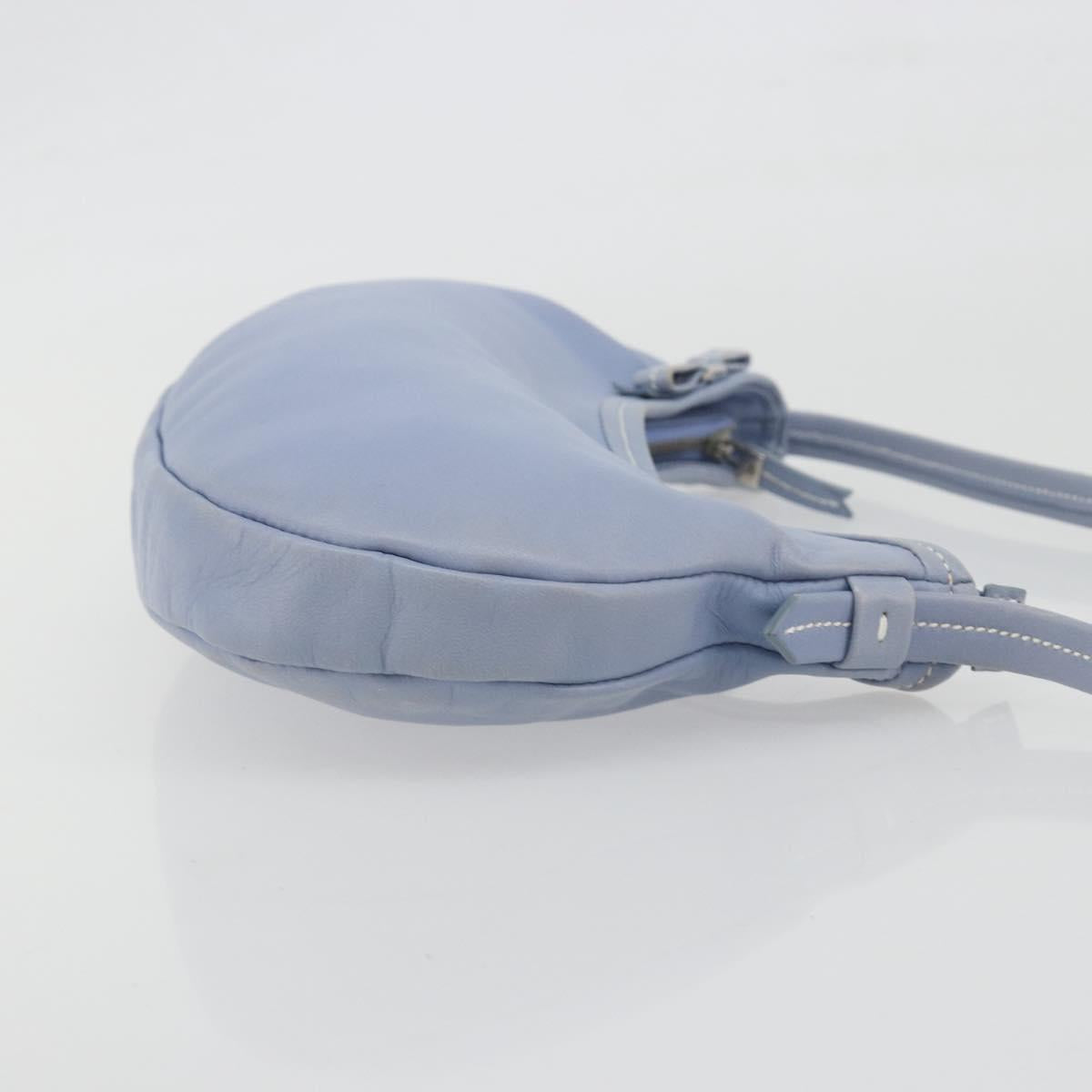 Salvatore Ferragamo Vara Ribbon Shoulder Bag Leather Blue Silver Auth BA14892