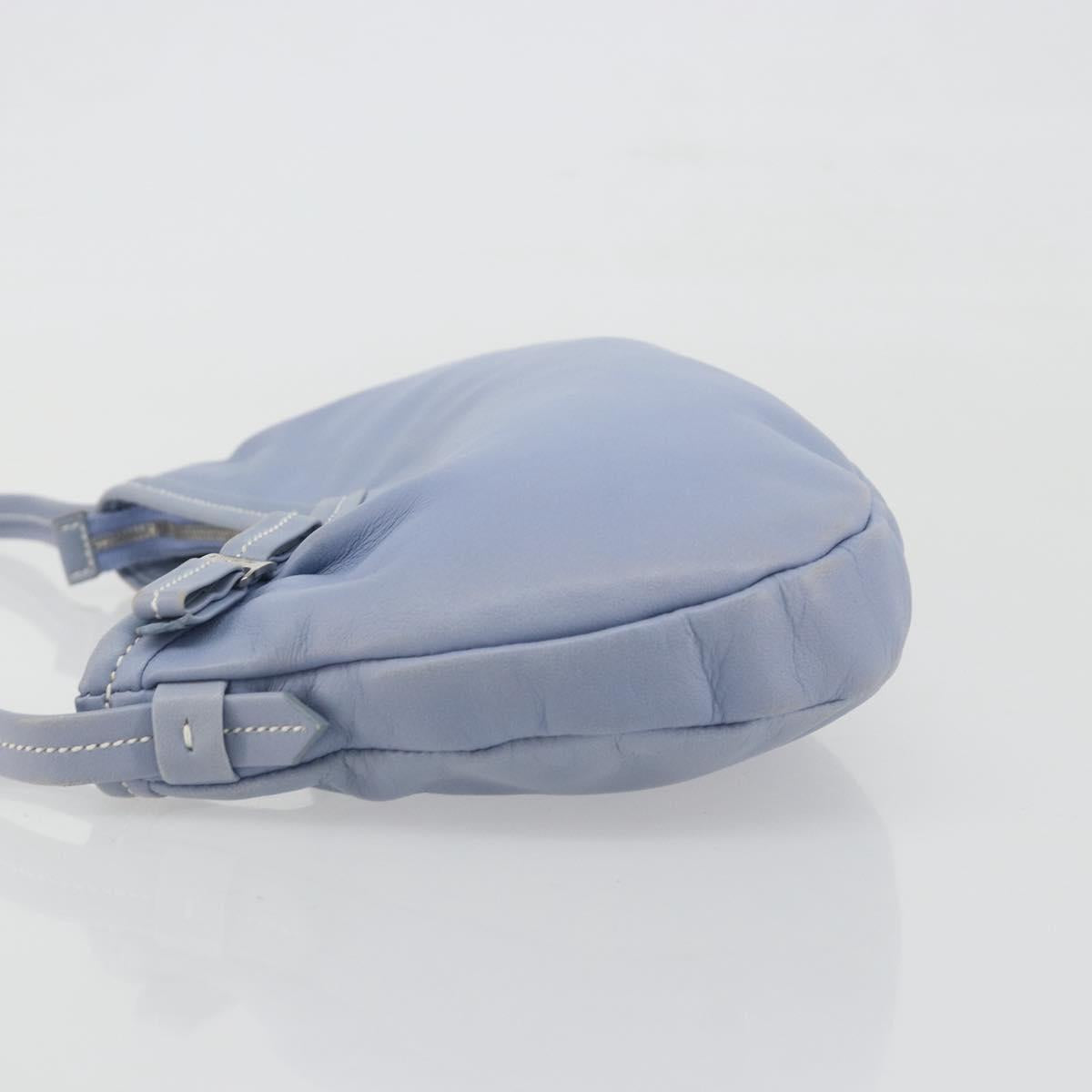 Salvatore Ferragamo Vara Ribbon Shoulder Bag Leather Blue Silver Auth BA14892