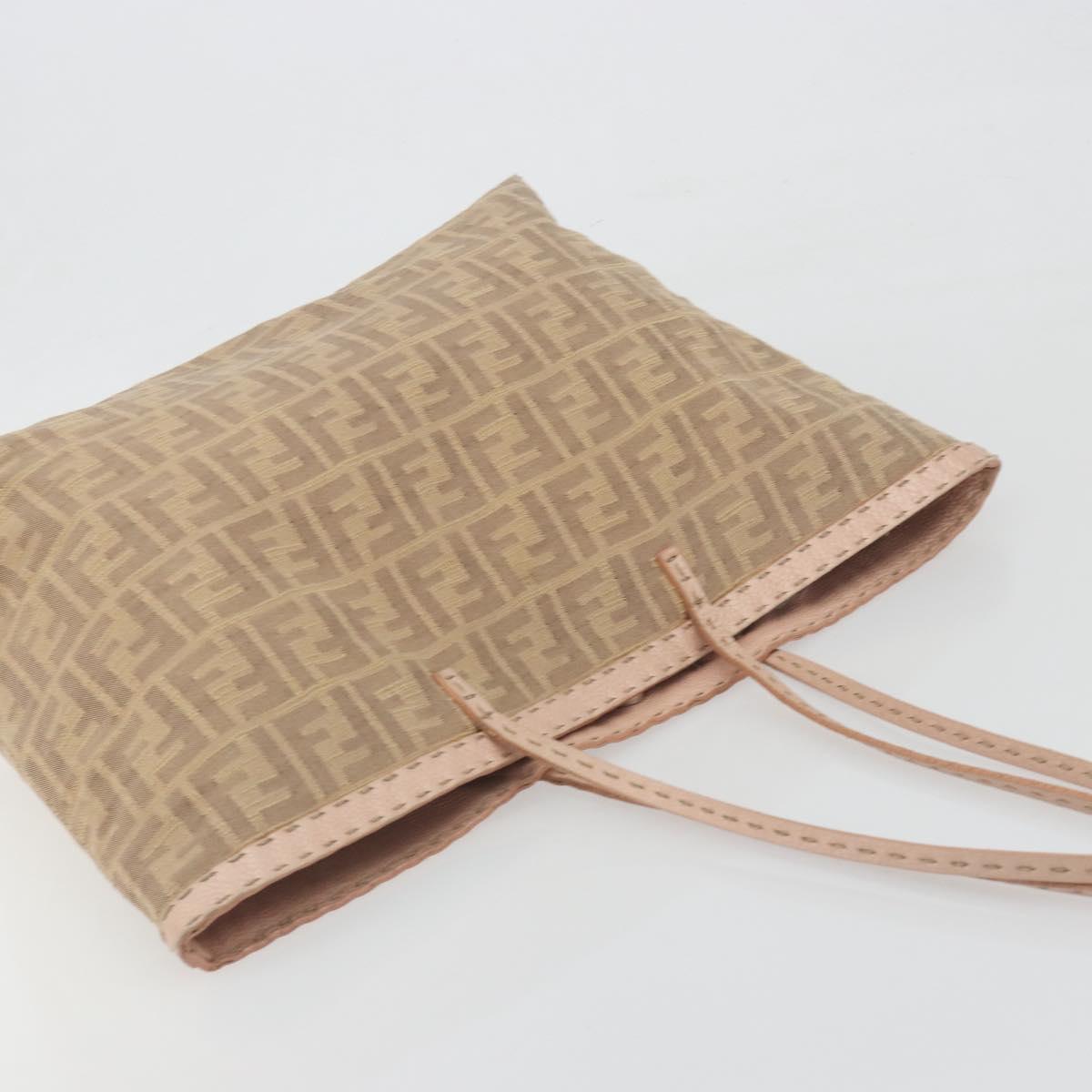 FENDI Zucca Canvas Tote Bag Beige Pink 8BH137 Auth BA14893