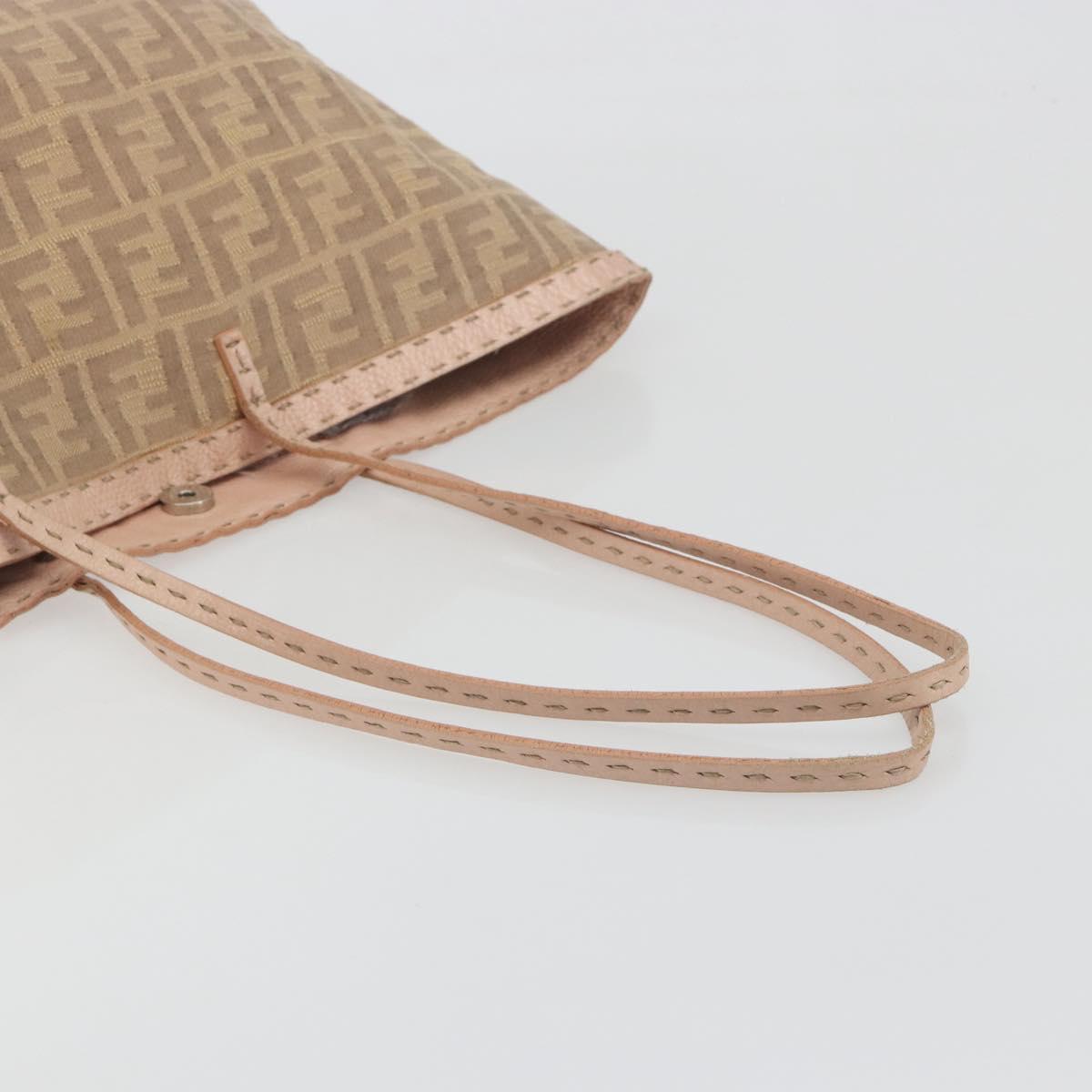 FENDI Zucca Canvas Tote Bag Beige Pink 8BH137 Auth BA14893