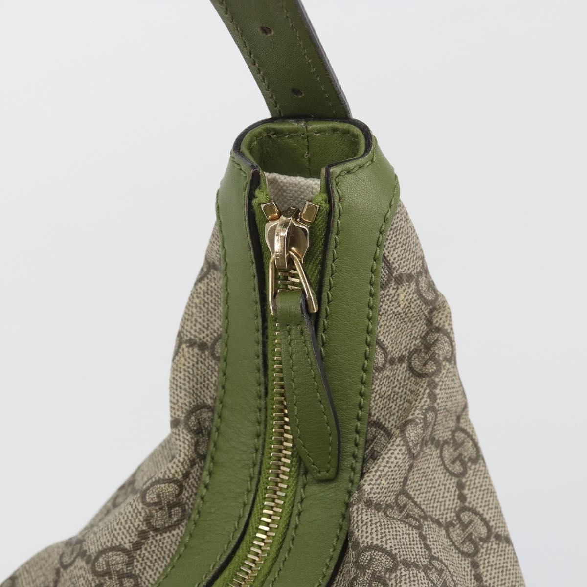 GUCCI GG Supreme Shoulder Bag PVC Leather Beige Gold Tone 309618 Auth BA14895A