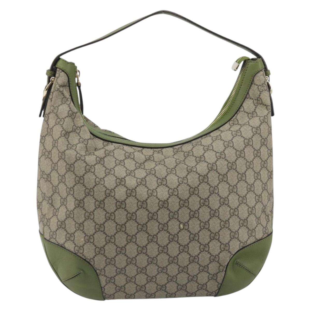 GUCCI GG Supreme Shoulder Bag PVC Leather Beige Gold Tone 309618 Auth BA14895A