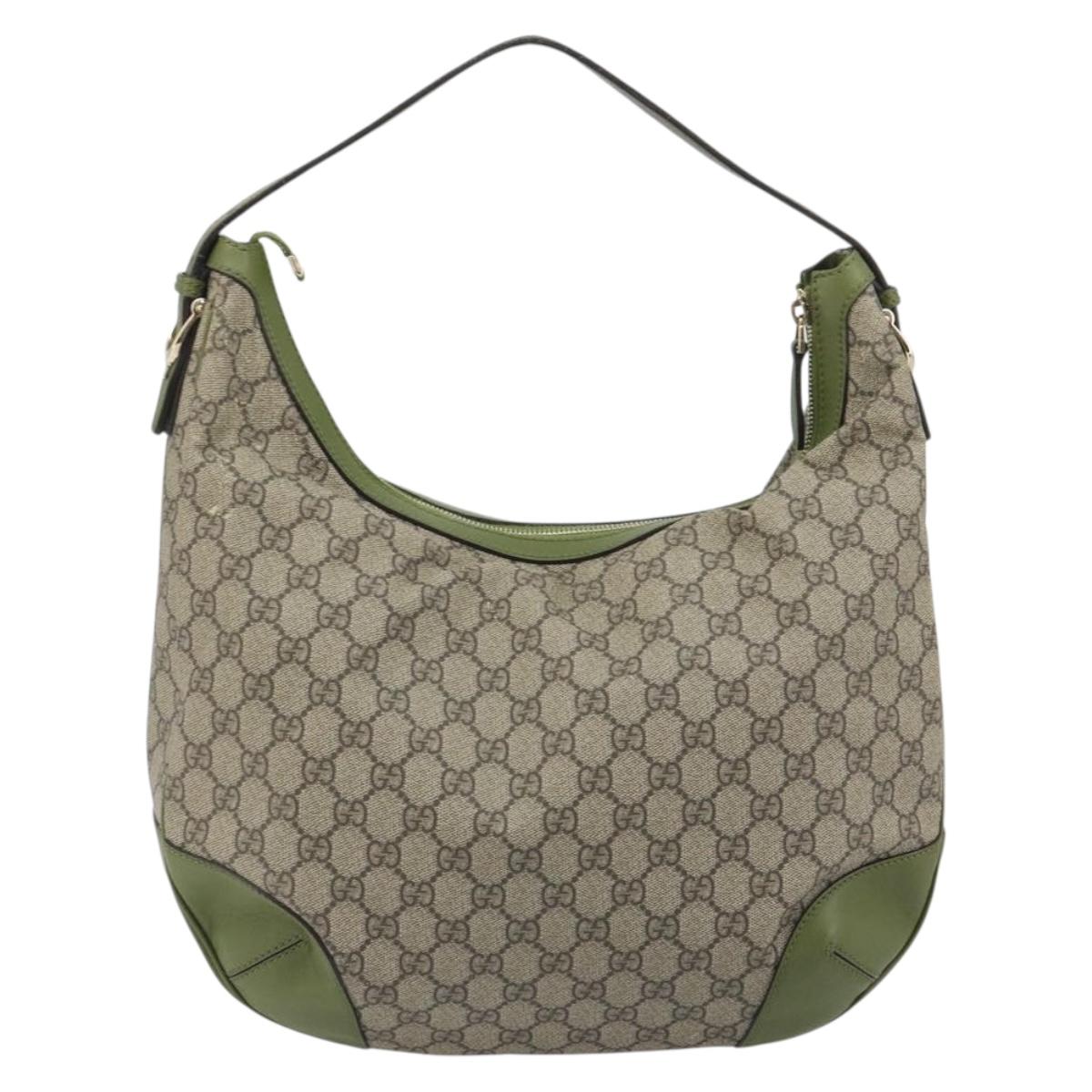 GUCCI GG Supreme Shoulder Bag PVC Leather Beige Gold Tone 309618 Auth BA14895A