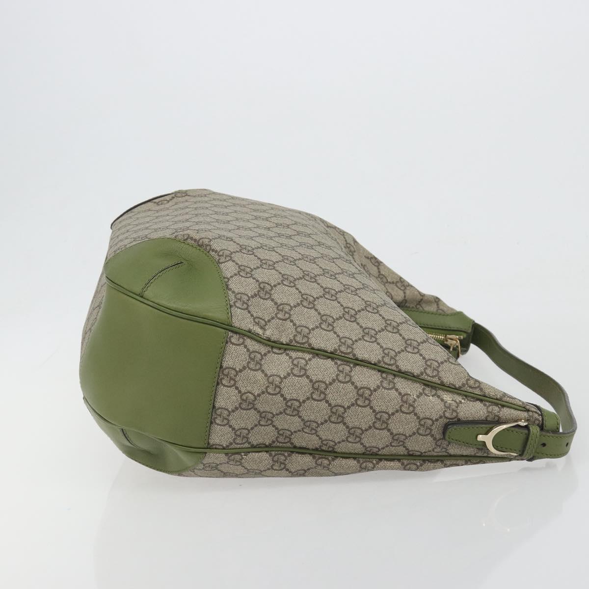 GUCCI GG Supreme Shoulder Bag PVC Leather Beige Gold Tone 309618 Auth BA14895A