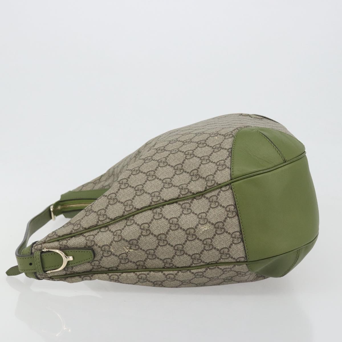 GUCCI GG Supreme Shoulder Bag PVC Leather Beige Gold Tone 309618 Auth BA14895A