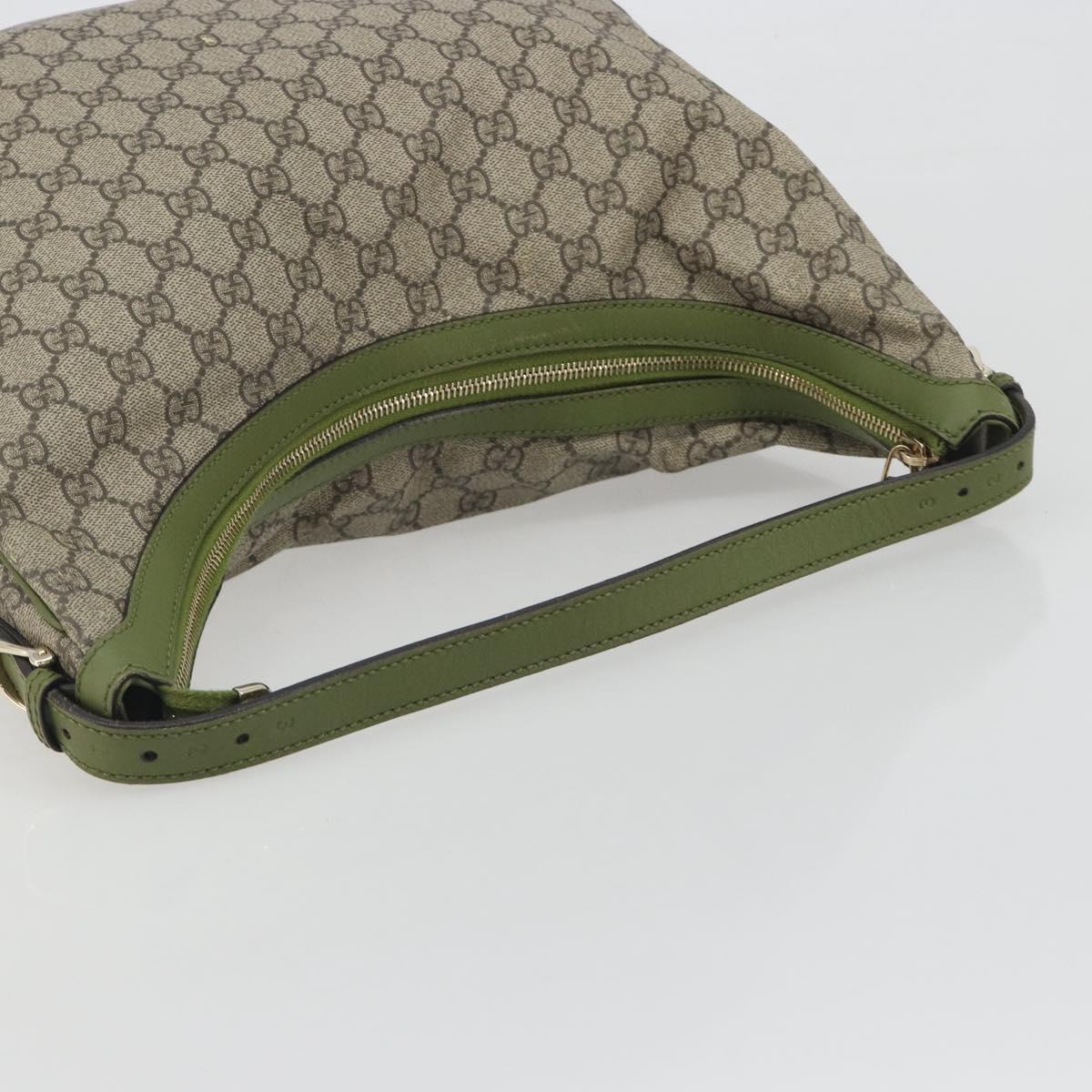 GUCCI GG Supreme Shoulder Bag PVC Leather Beige Gold Tone 309618 Auth BA14895A