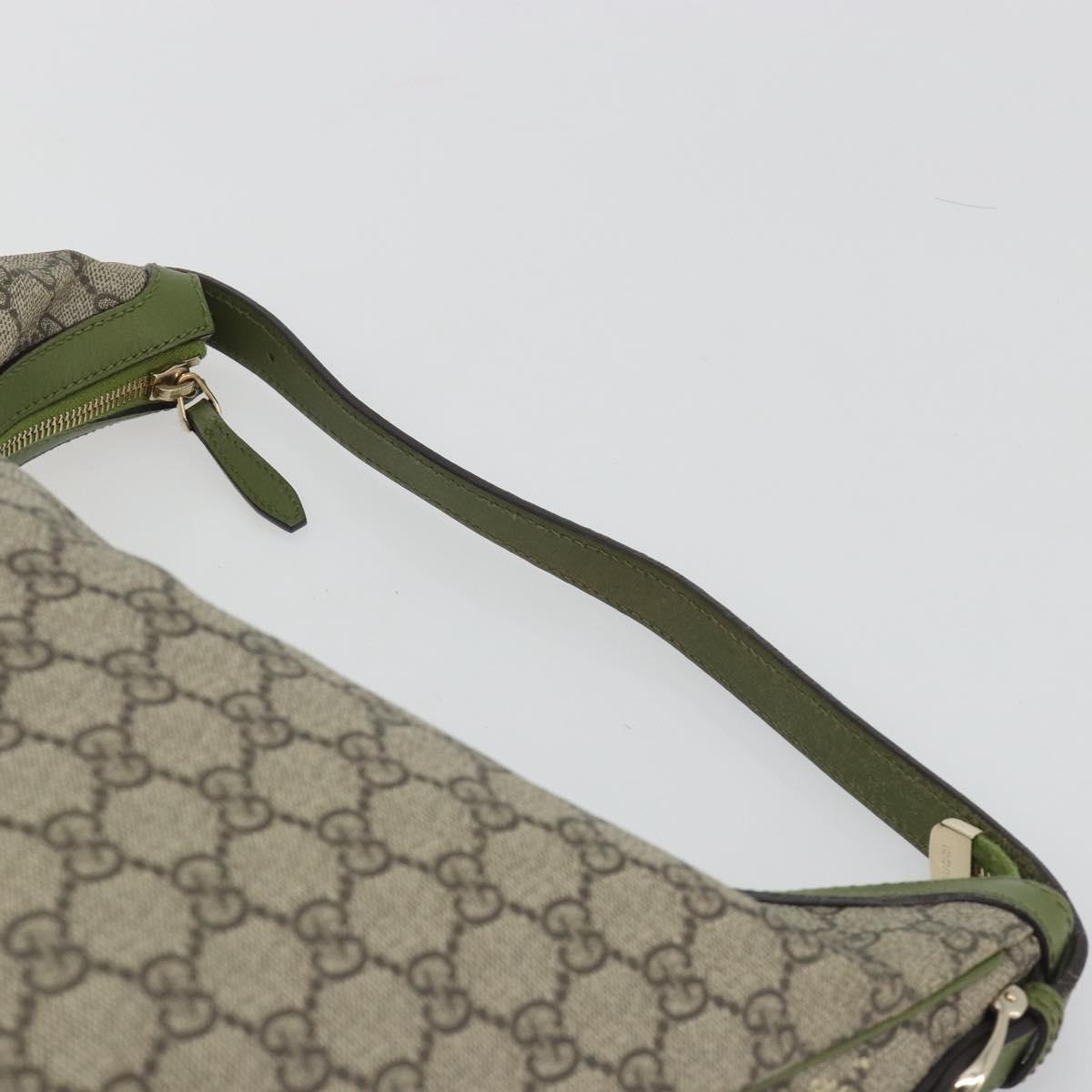 GUCCI GG Supreme Shoulder Bag PVC Leather Beige Gold Tone 309618 Auth BA14895A