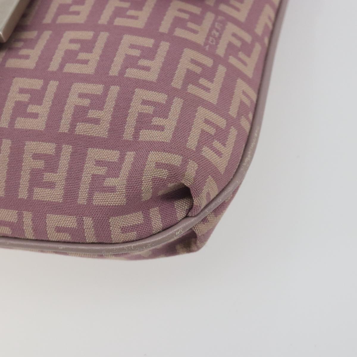 FENDI Zucchino Canvas Mamma Baguette Shoulder Bag Purple 8BT075 Auth BA14896A