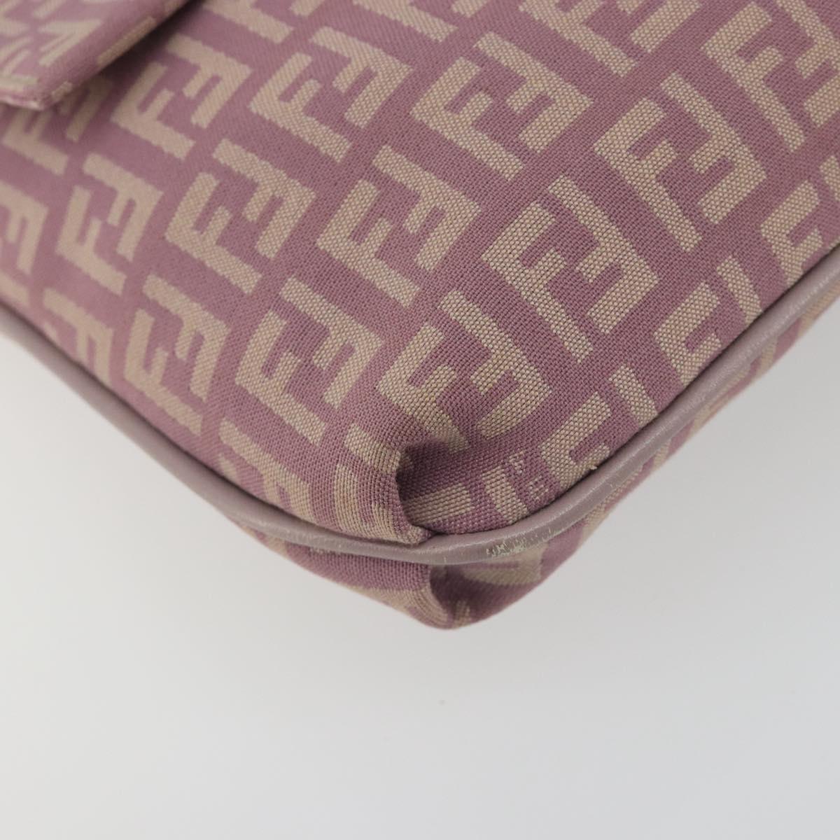 FENDI Zucchino Canvas Mamma Baguette Shoulder Bag Purple 8BT075 Auth BA14896A