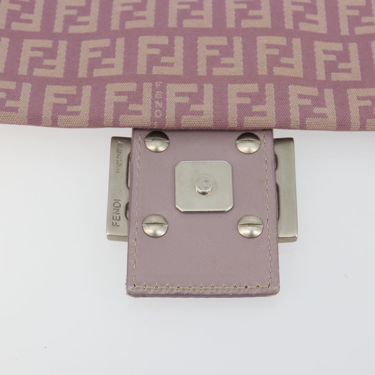 FENDI Zucchino Canvas Mamma Baguette Shoulder Bag Purple 8BT075 Auth BA14896A