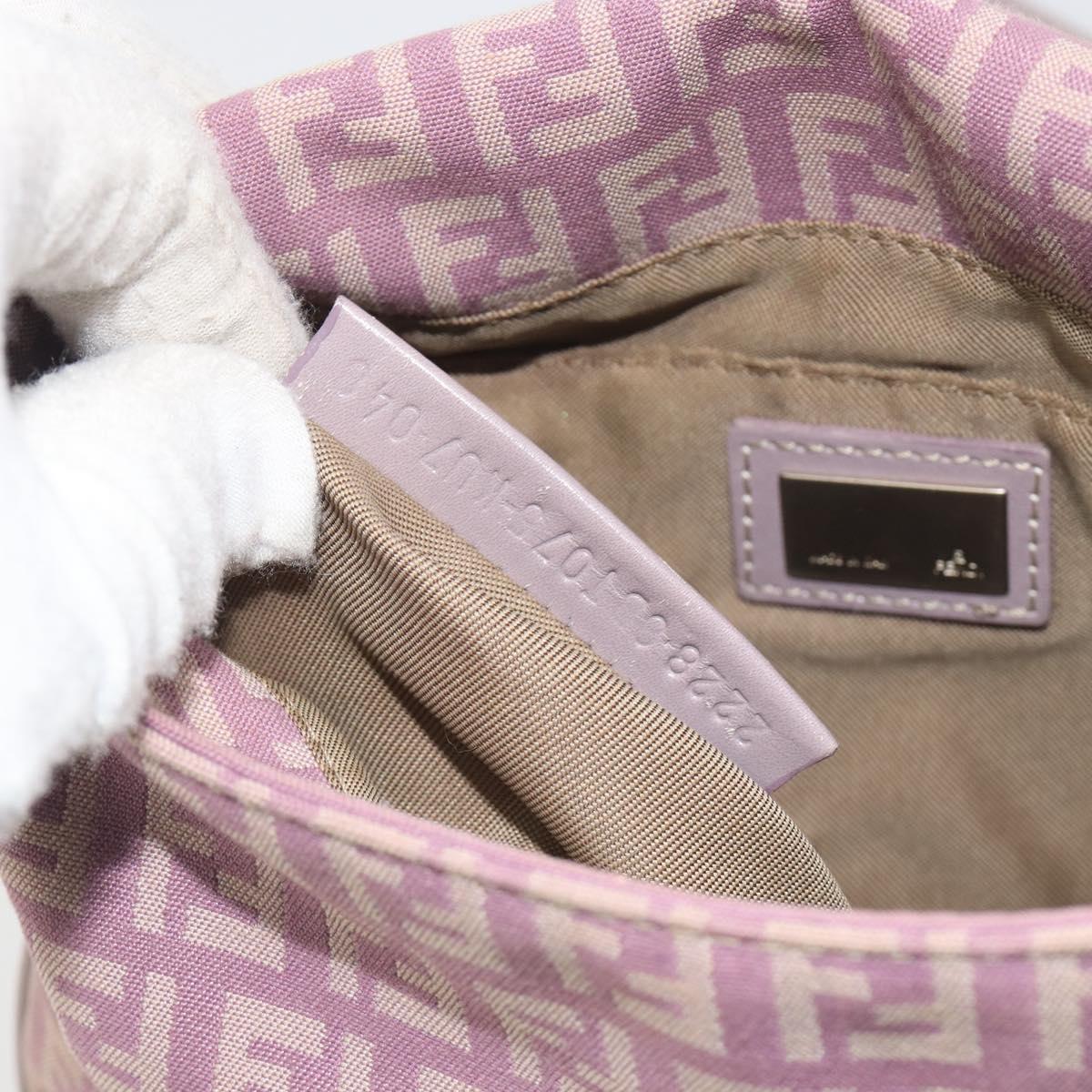 FENDI Zucchino Canvas Mamma Baguette Shoulder Bag Purple 8BT075 Auth BA14896A