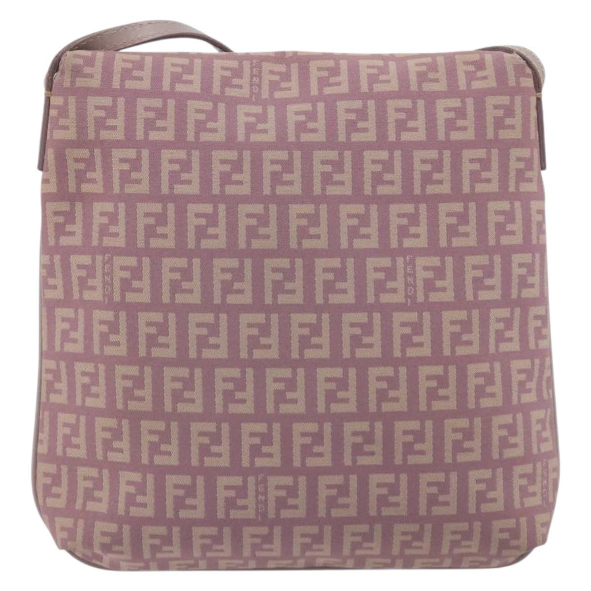 FENDI Zucchino Canvas Mamma Baguette Shoulder Bag Purple 8BT075 Auth BA14896A