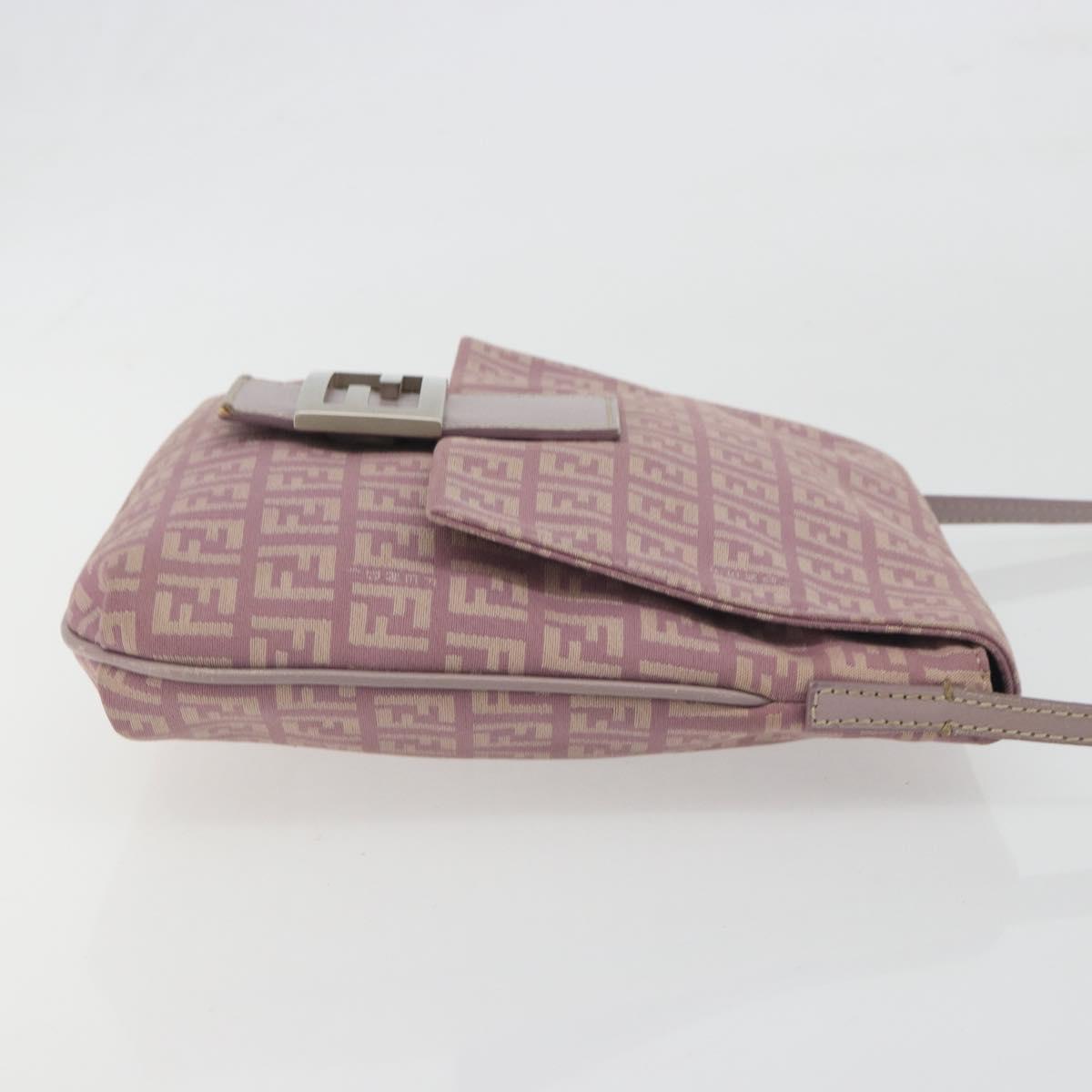 FENDI Zucchino Canvas Mamma Baguette Shoulder Bag Purple 8BT075 Auth BA14896A