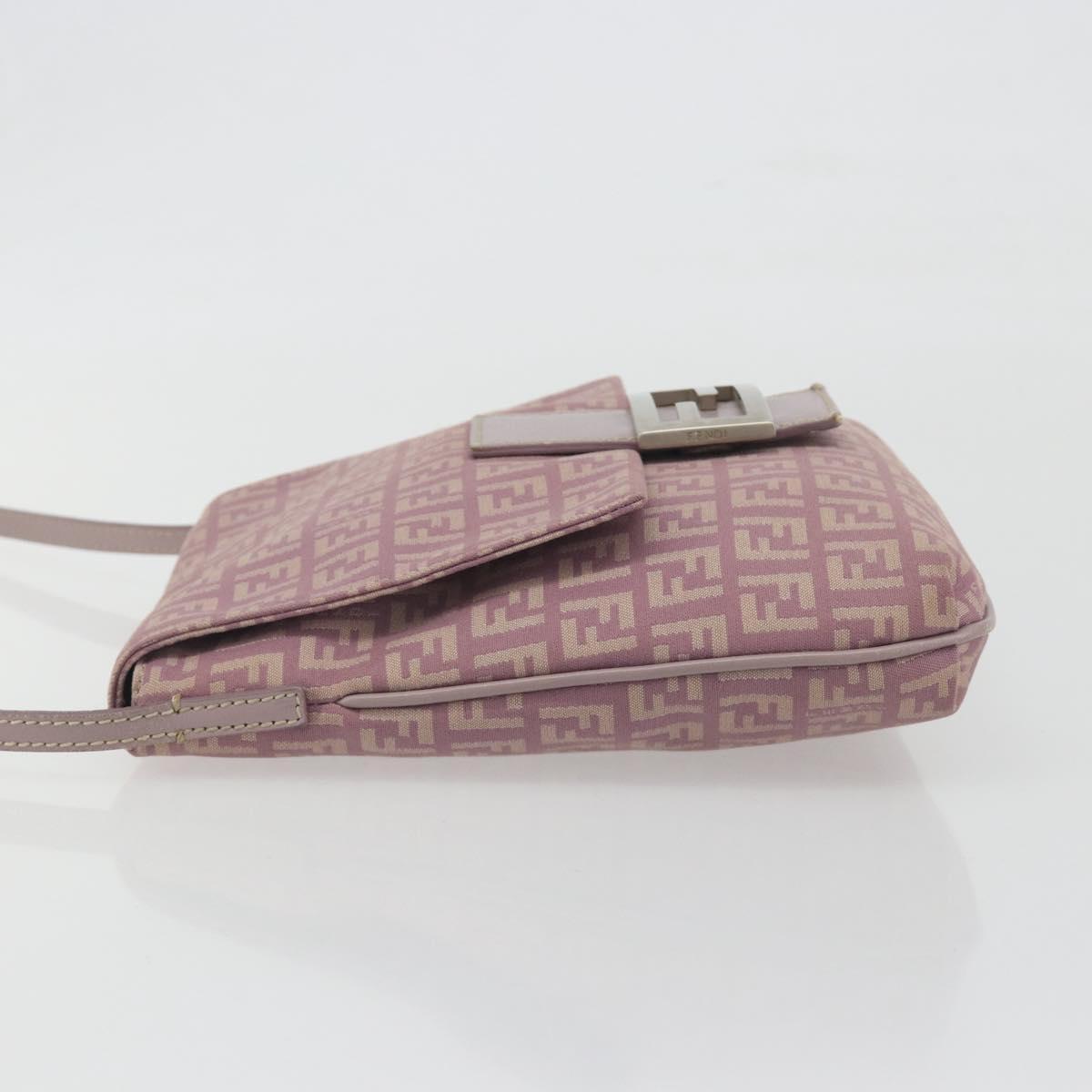 FENDI Zucchino Canvas Mamma Baguette Shoulder Bag Purple 8BT075 Auth BA14896A