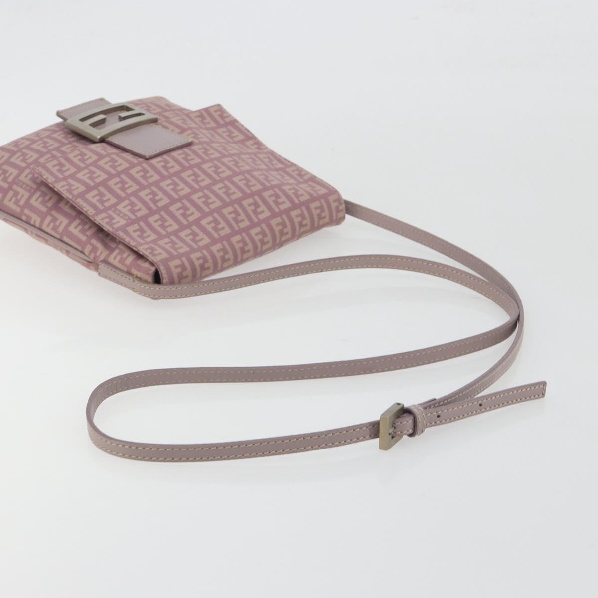 FENDI Zucchino Canvas Mamma Baguette Shoulder Bag Purple 8BT075 Auth BA14896A
