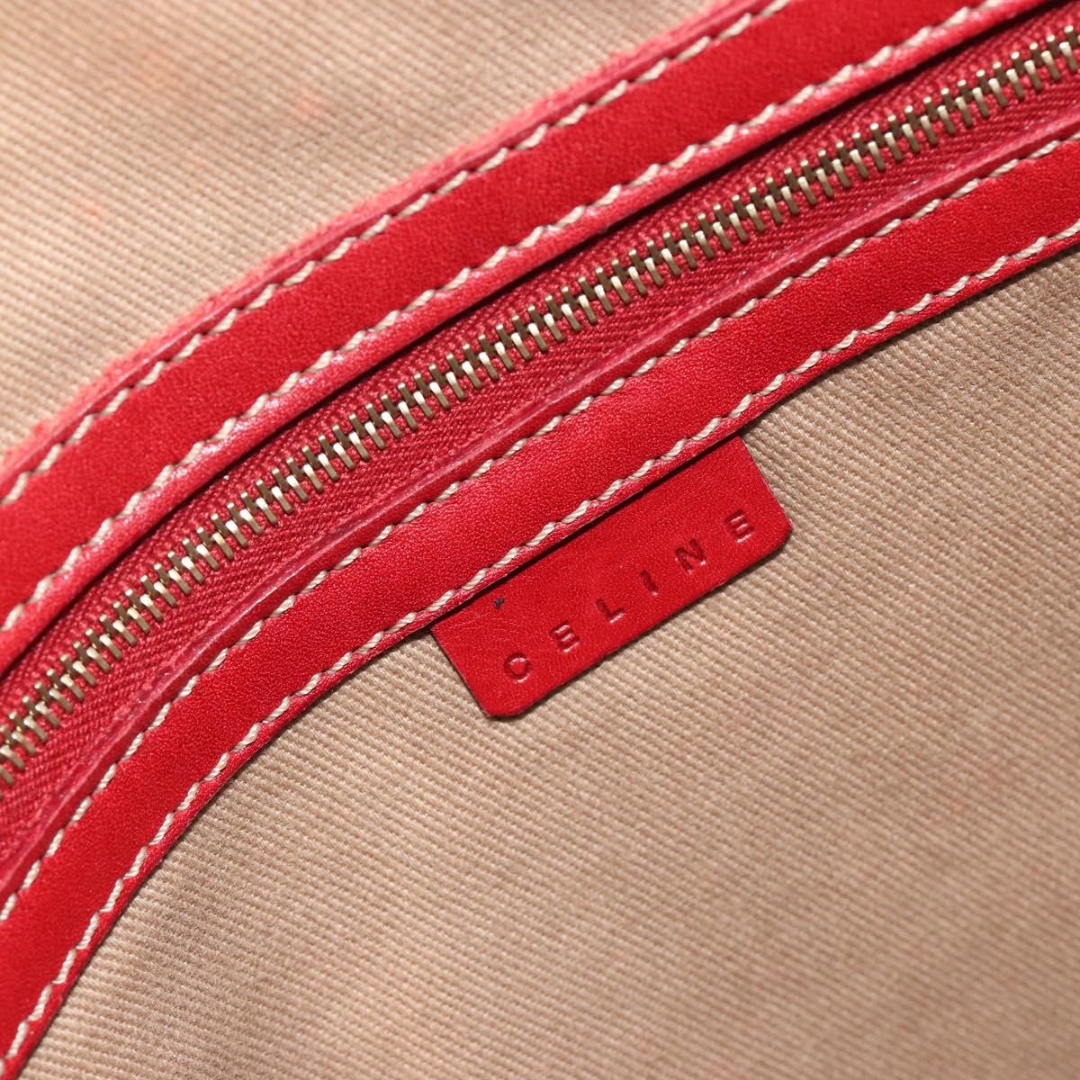 CELINE Macadam Shoulder Bag PVC Leather Beige Red Auth BA14898