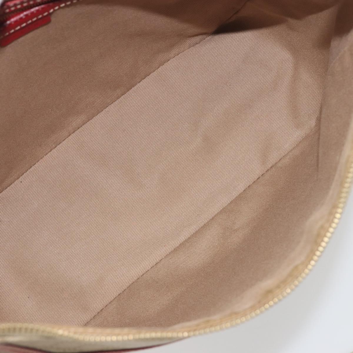 CELINE Macadam Shoulder Bag PVC Leather Beige Red Auth BA14898